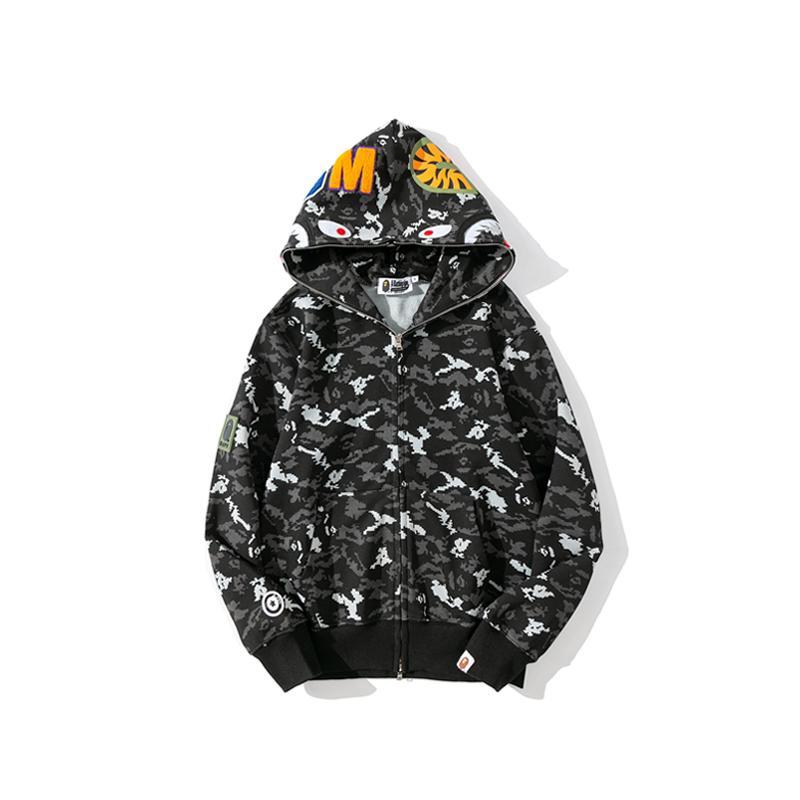 Bape Shark Pixel Camo Hoodie Black Grey