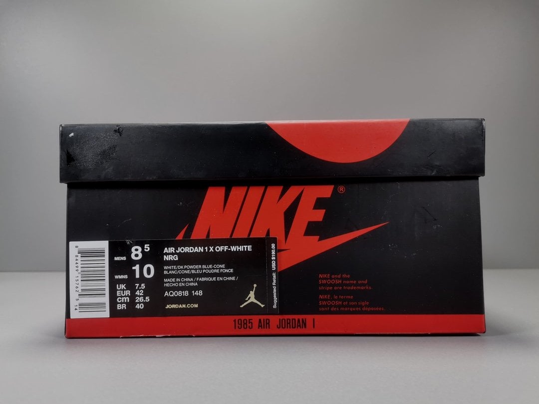 Jordan 1 Retro High Off-White University Blue Extended Size