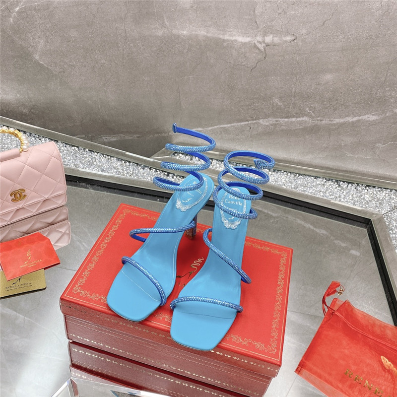 Rene Caovilla Dupe R C diagonal strap rhinestone inlaid sandals