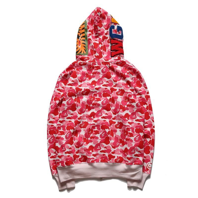 Bape Full Zip Shark Camo Hoodie Blue Green Red