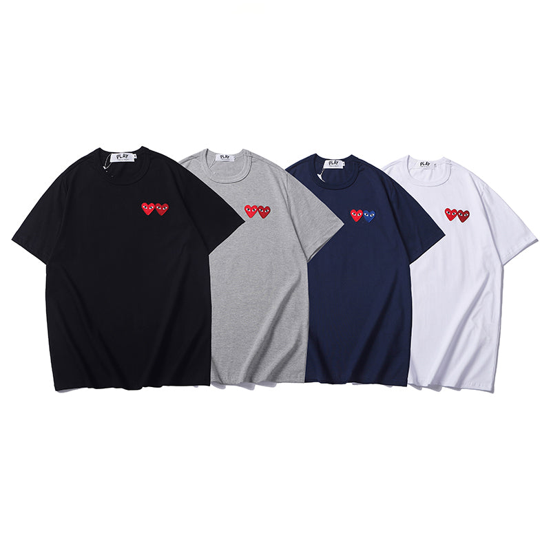 Comme Des Garcons Play Double Heart T Shirt 2333