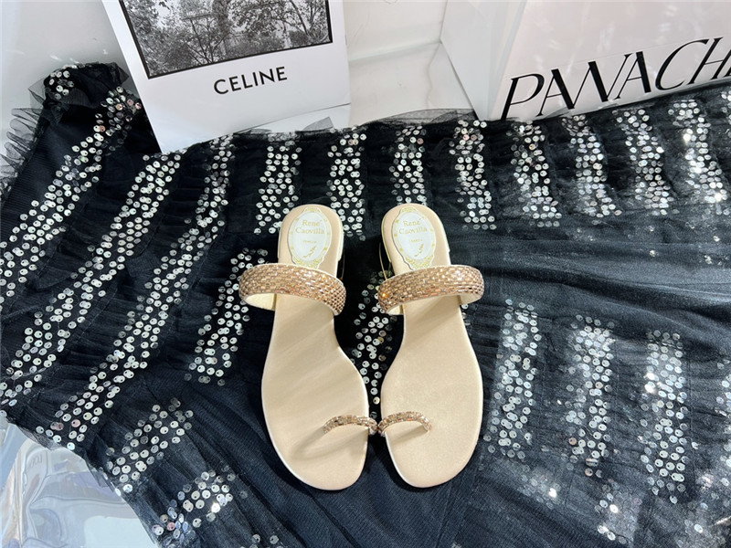 Rene Caovilla Heels Dupe low heel flat flip flop sandals
