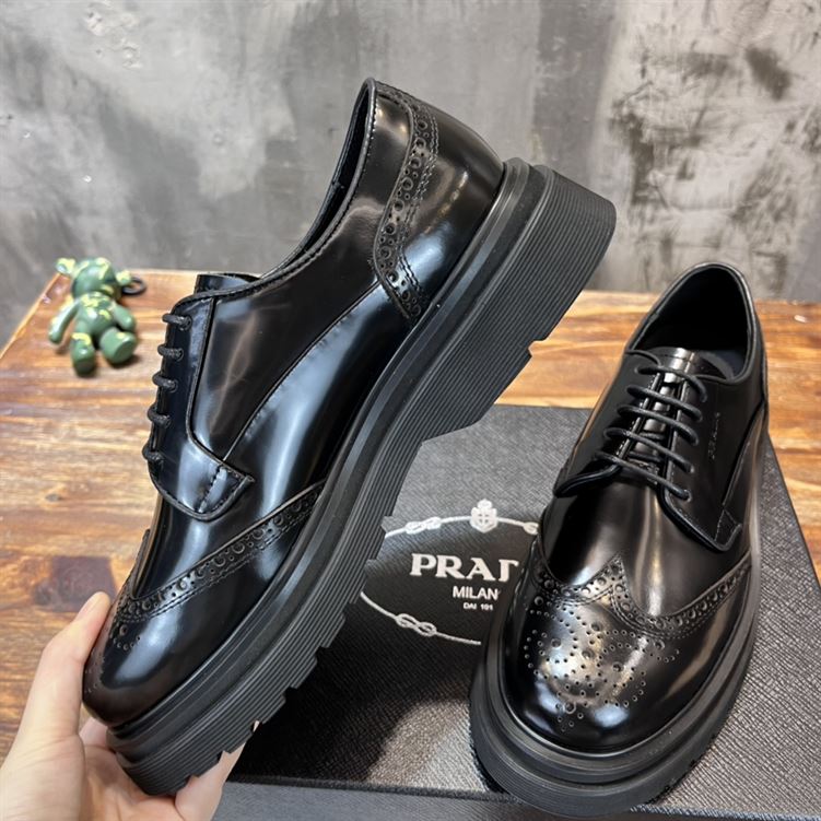 Pra*a BRUSHED LEATHER DERBY BROGUE SHOES SHOES   PRS033