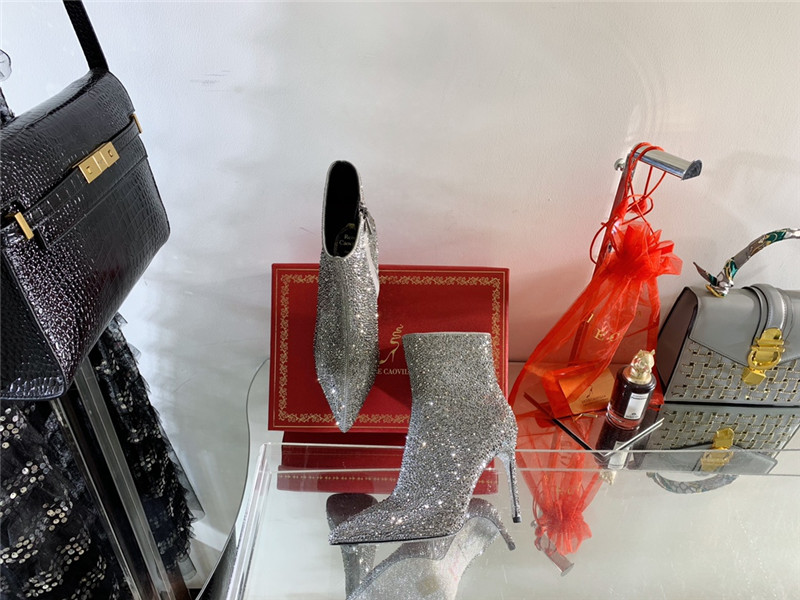 Rene Caovilla drilled pointed high heel boots