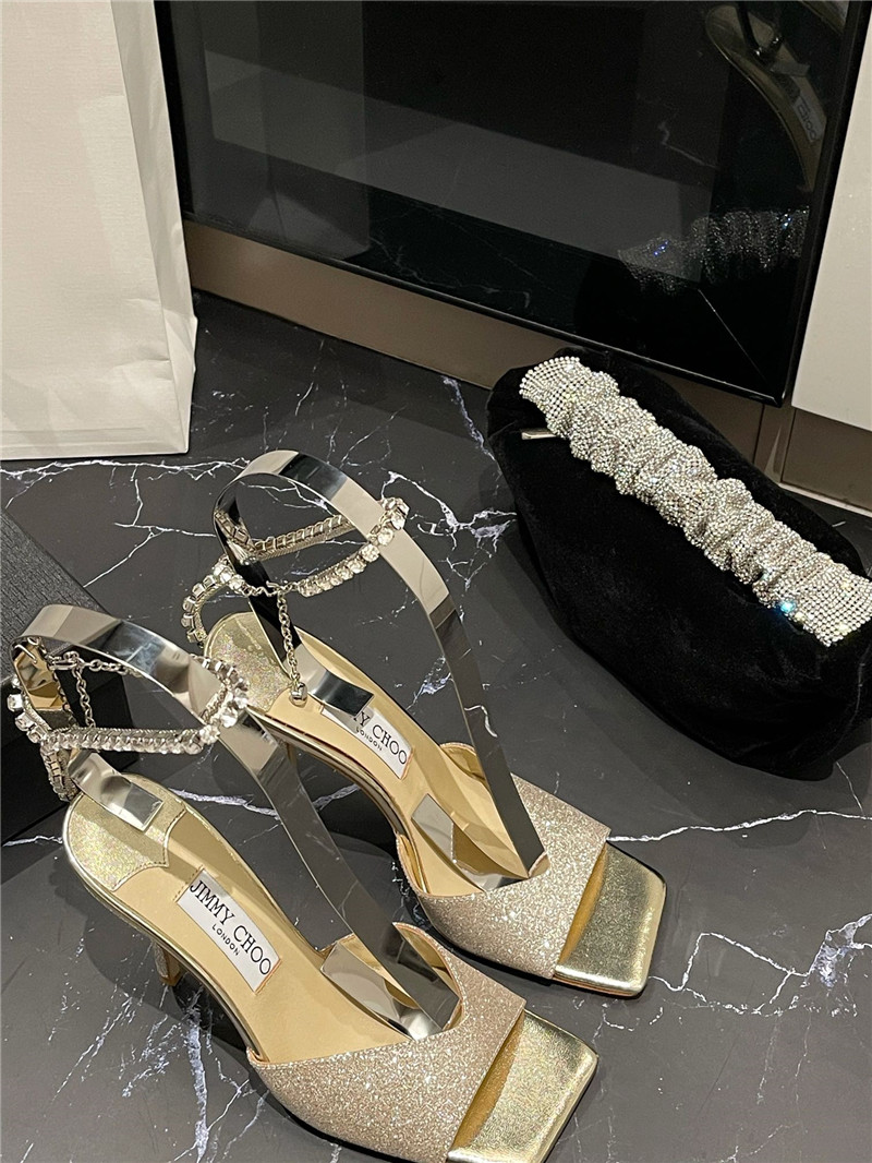 J1m*y Ch00 new ice fish mouth high-heeled sandals