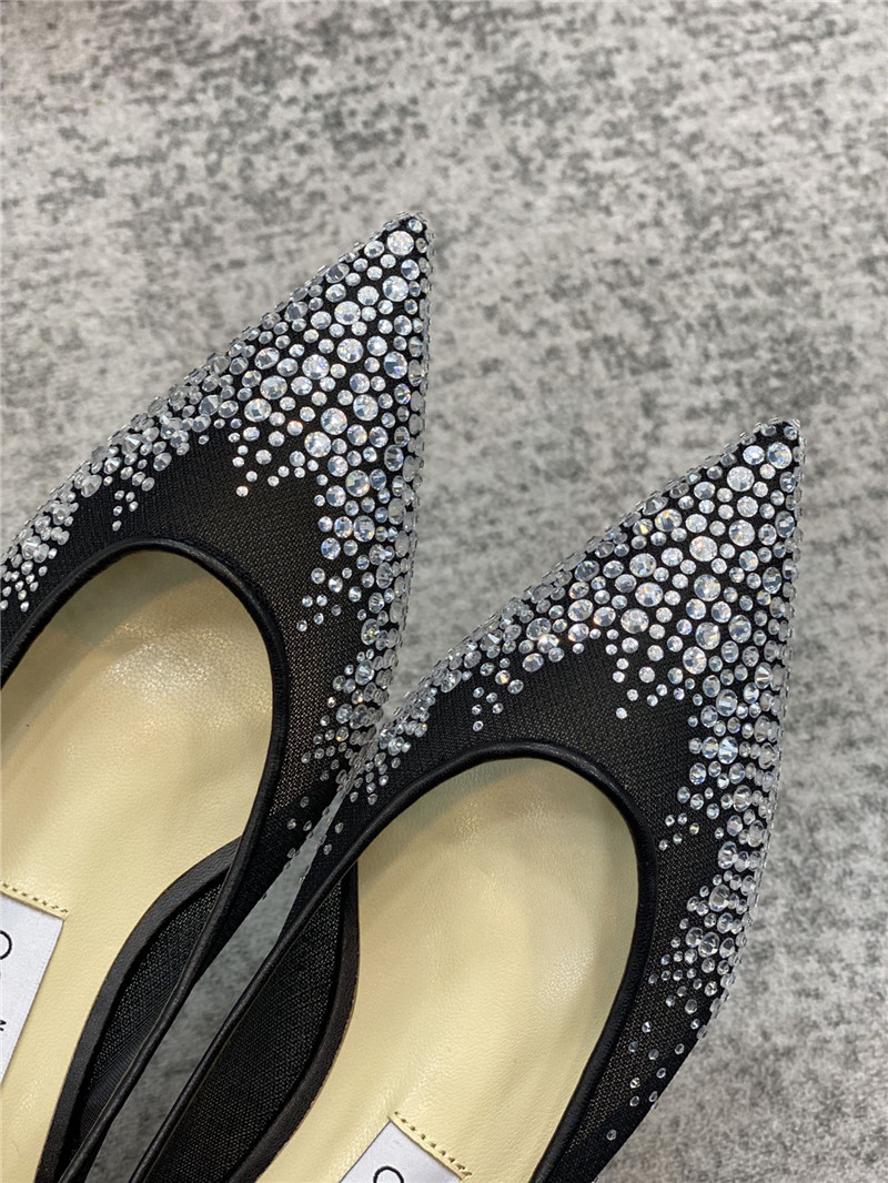 J1m*y Ch00 jc mesh hot D1am0nd high-heeled shoes