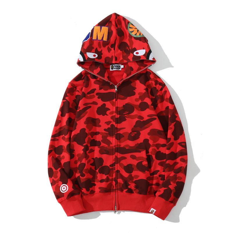 Bape Shark Hoodies Classical Camo Full Zipper Sweatshirts