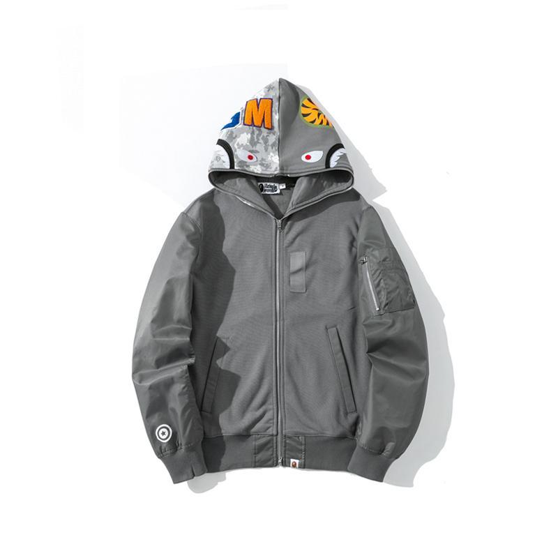 Bape Shark Jacket Hoodie Black Grey