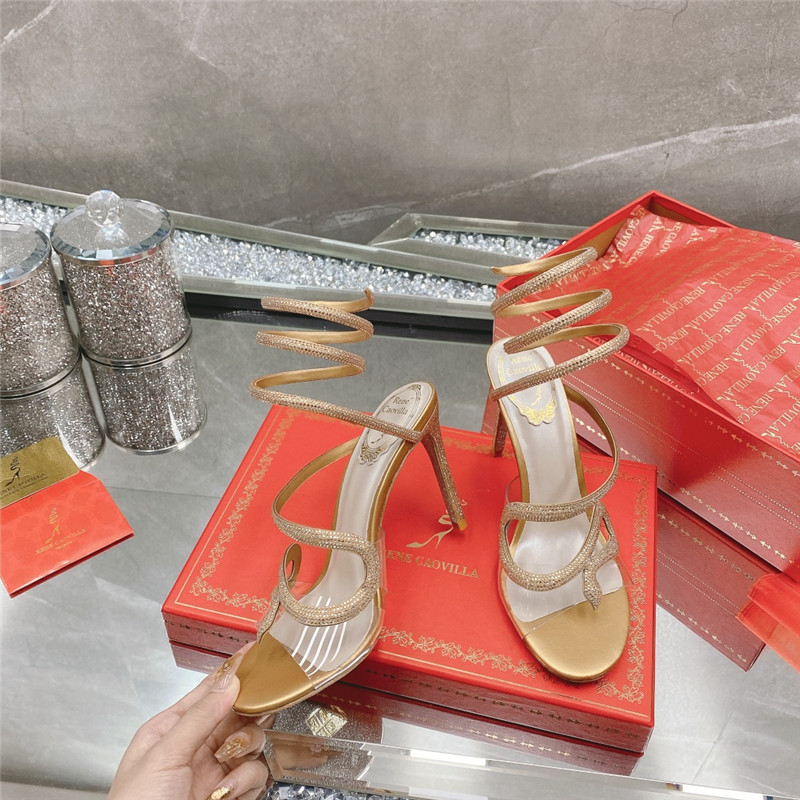 Rene Caovilla Dupe snake crystal high heel sandals