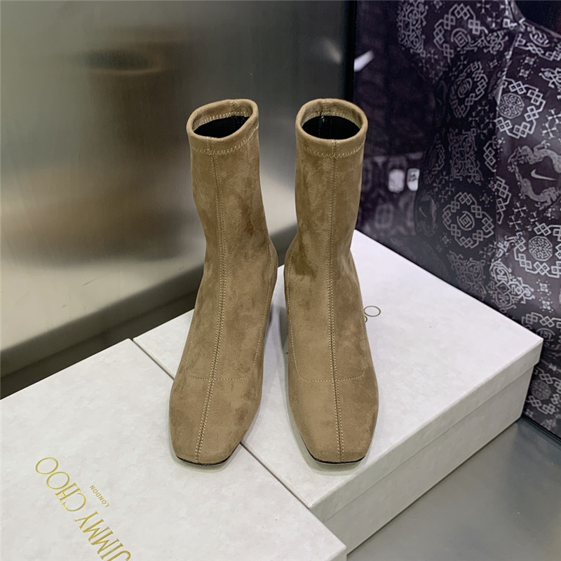 J1m*y Ch00 logo block heel square toe ankle boots