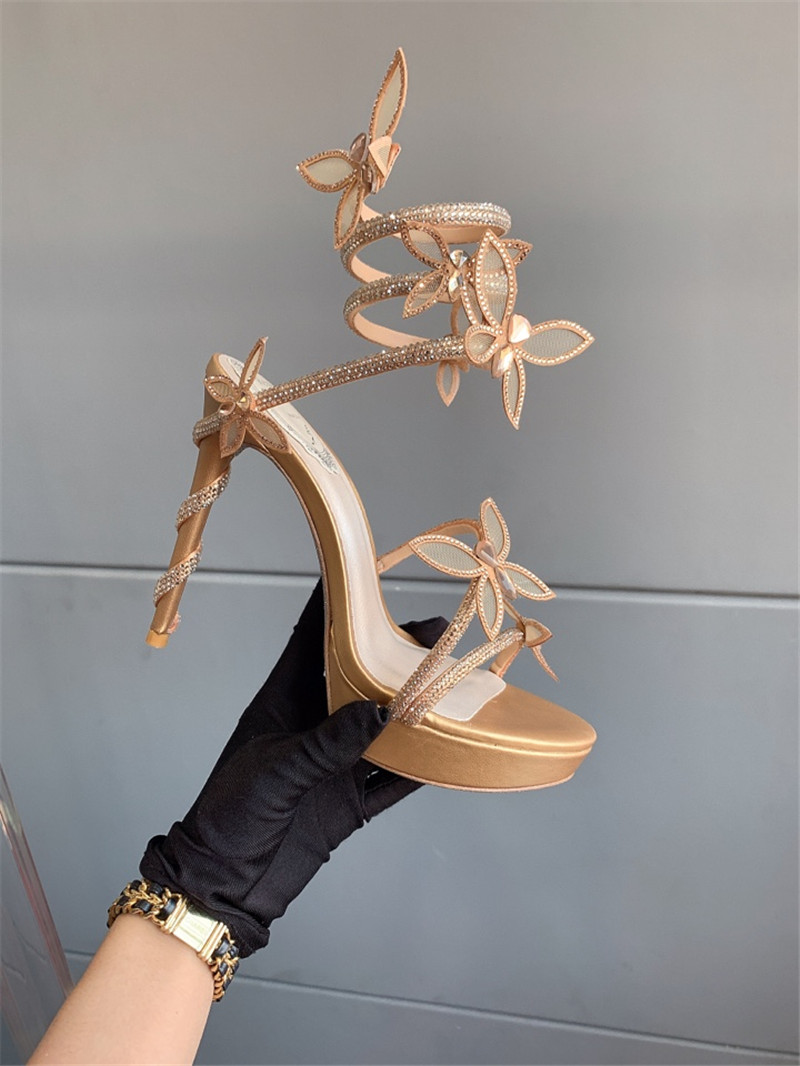 rene caovilla crystal butterfly high heel sandals
