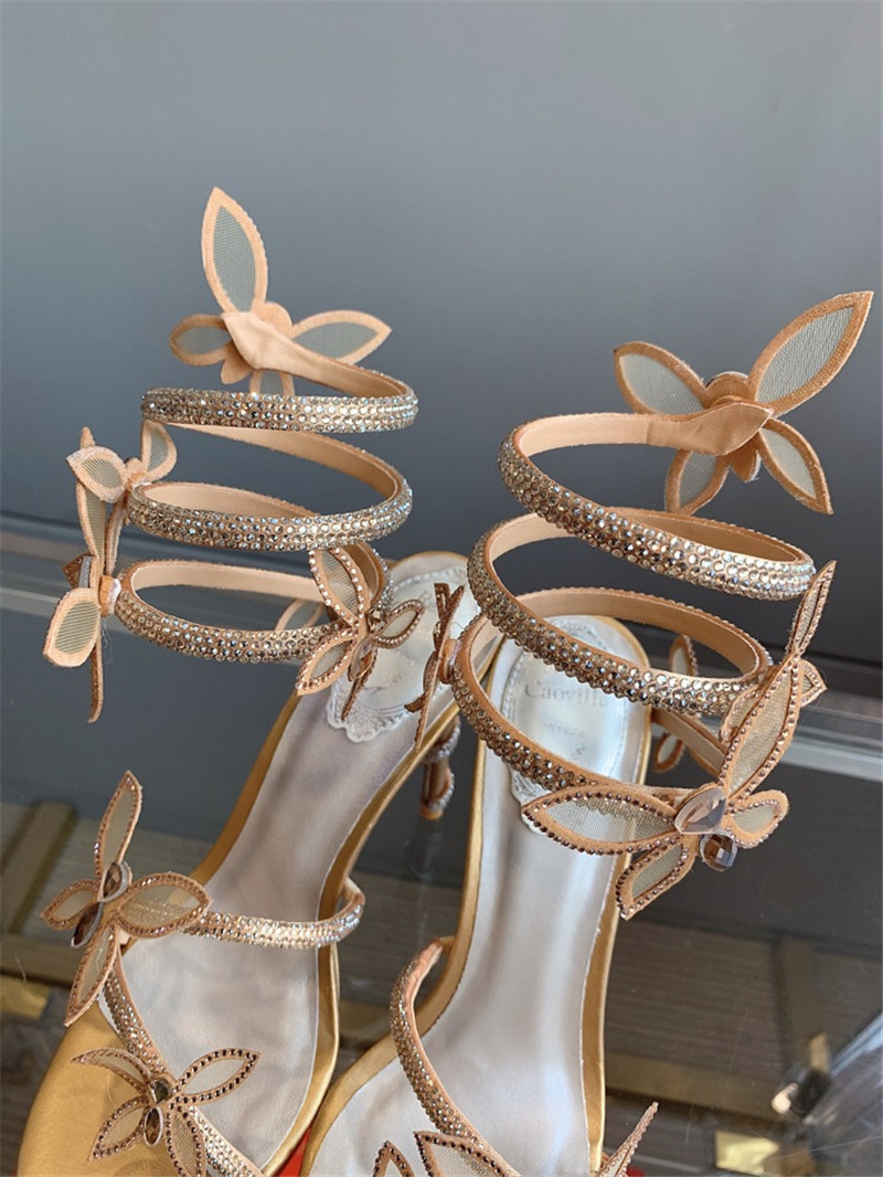 rene caovilla crystal butterfly high heel sandals