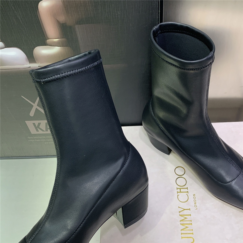 J1m*y Ch00 logo block heel square toe ankle boots