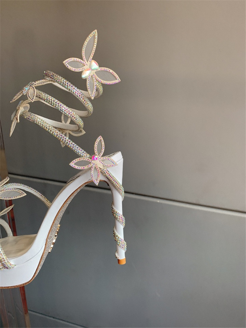 rene caovilla crystal butterfly high heel sandals