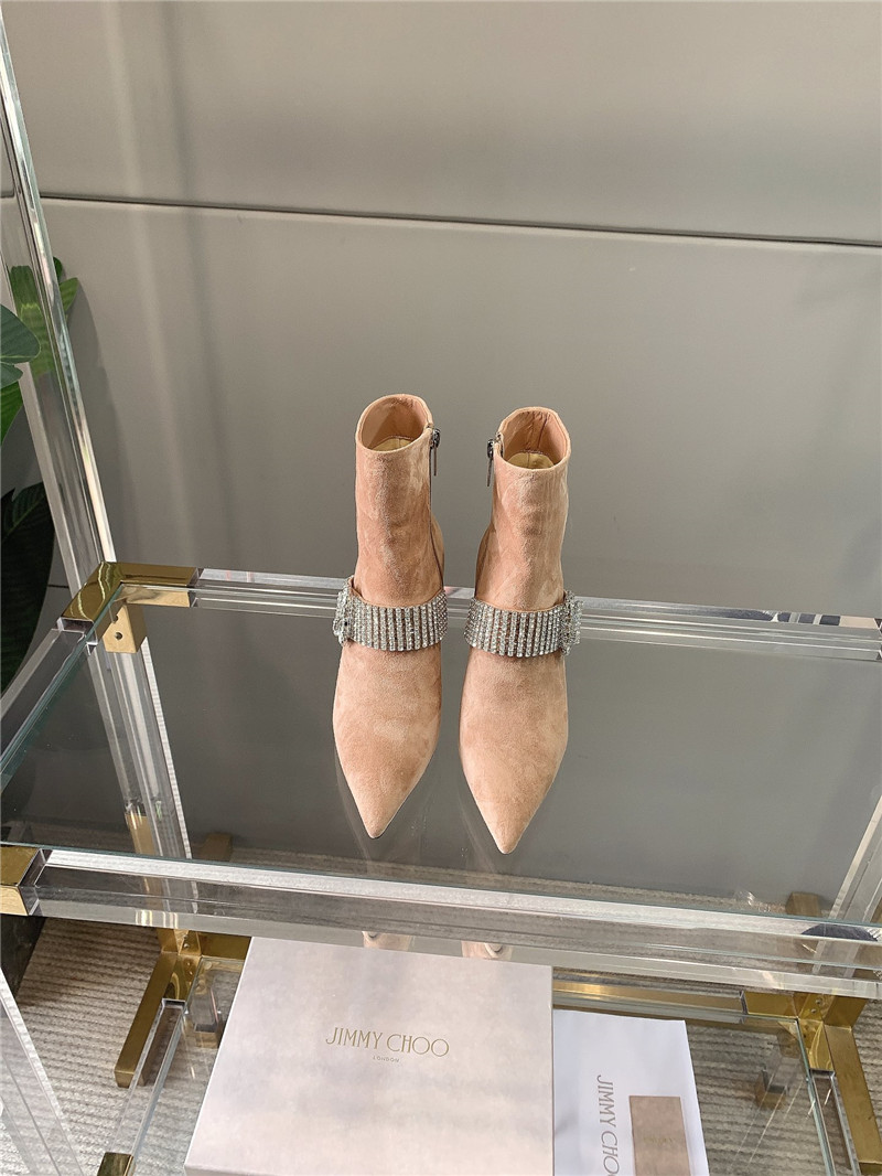 J1m*y Ch00 Pearl Heels Dupe rhinestone high-heeled boots
