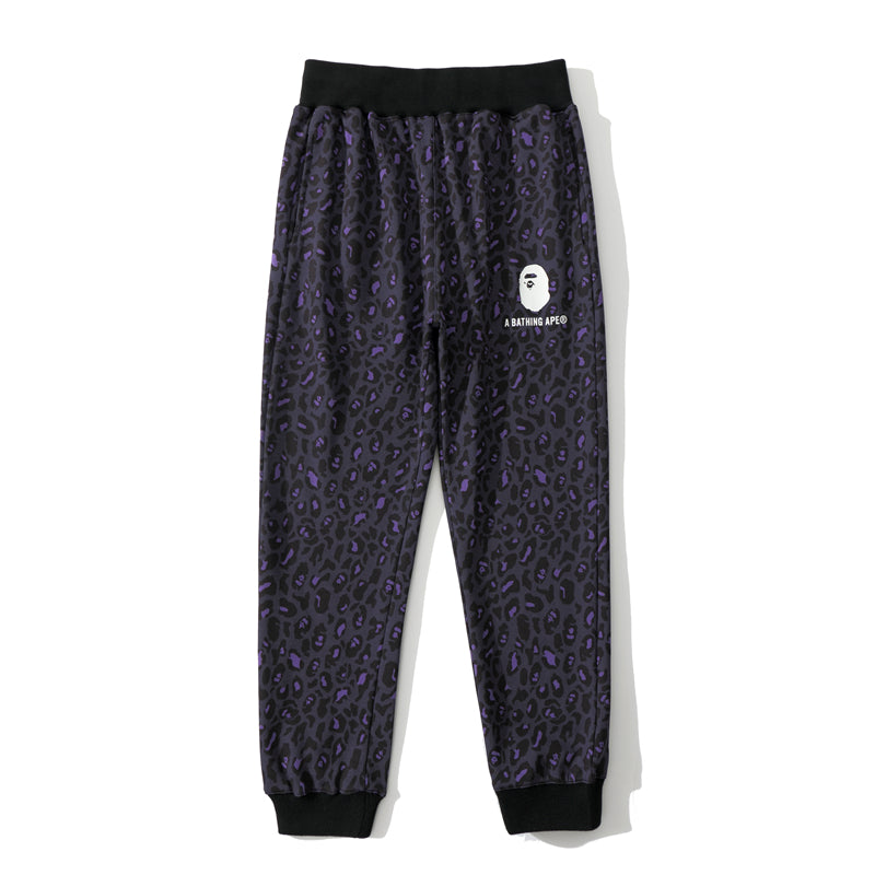 BAPE Leopard Track Pants Sweatpants Purple Khaki HDCP8789