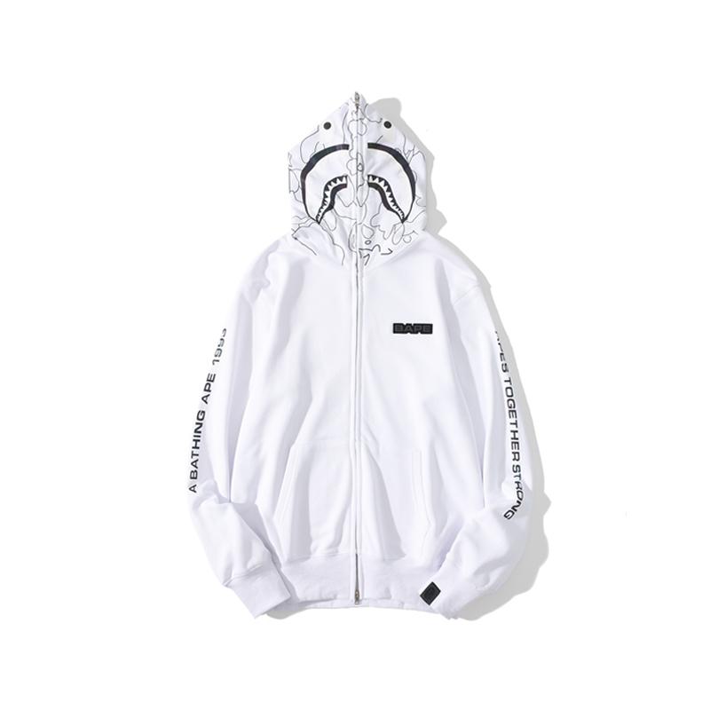 Bape Shark Hoodie Black White