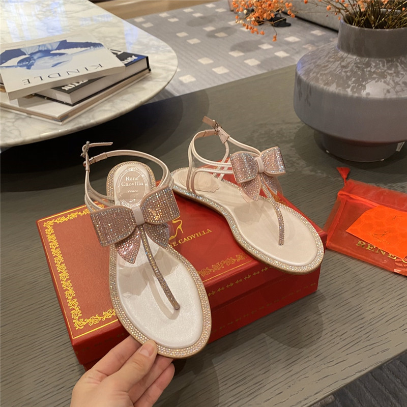 rene caovilla flip flops bow flat sandals