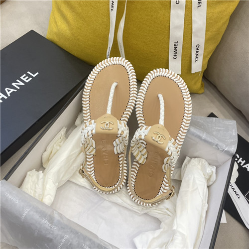 Ch**el Flat Dupes woven thong sandals