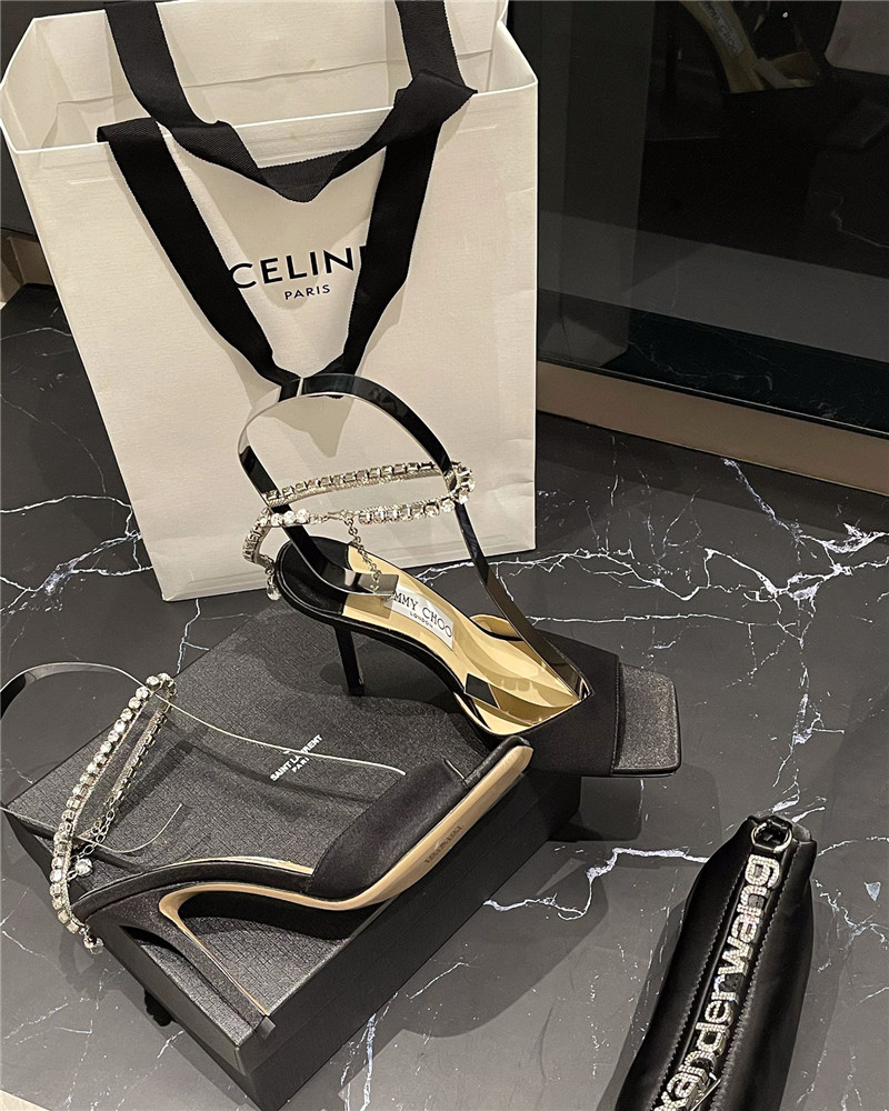 J1m*y Ch00 new ice fish mouth high-heeled sandals