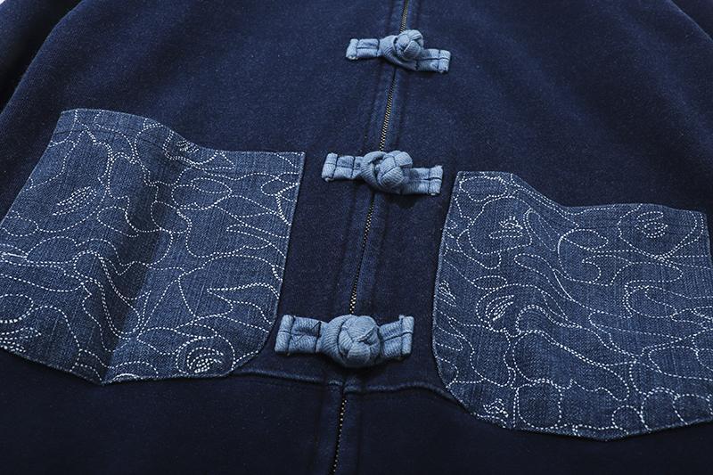 BAPE Indigo Shark Button Hoodie