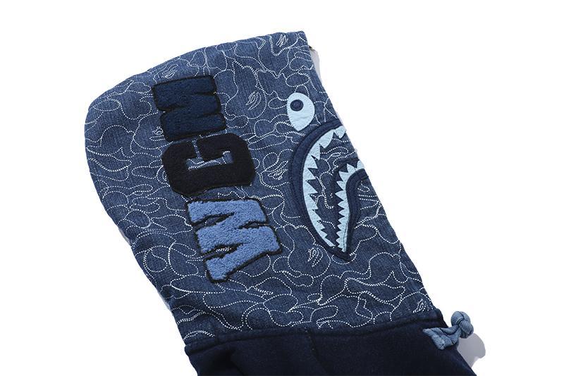 BAPE Indigo Shark Button Hoodie