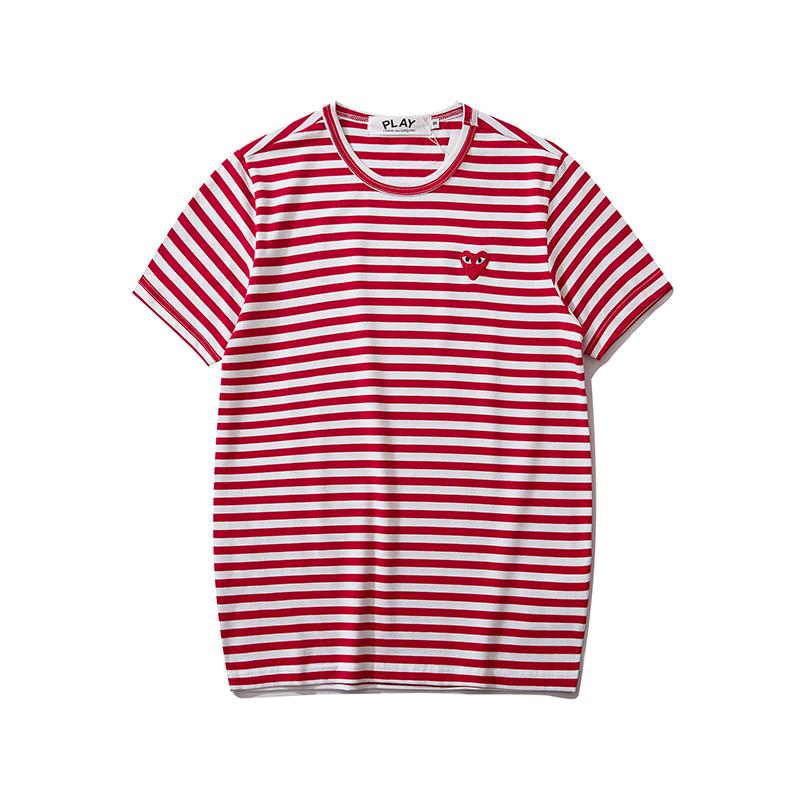 COMME DES GARCONS CDG PLAY Stripe Heart Short Sleeve T Shirts