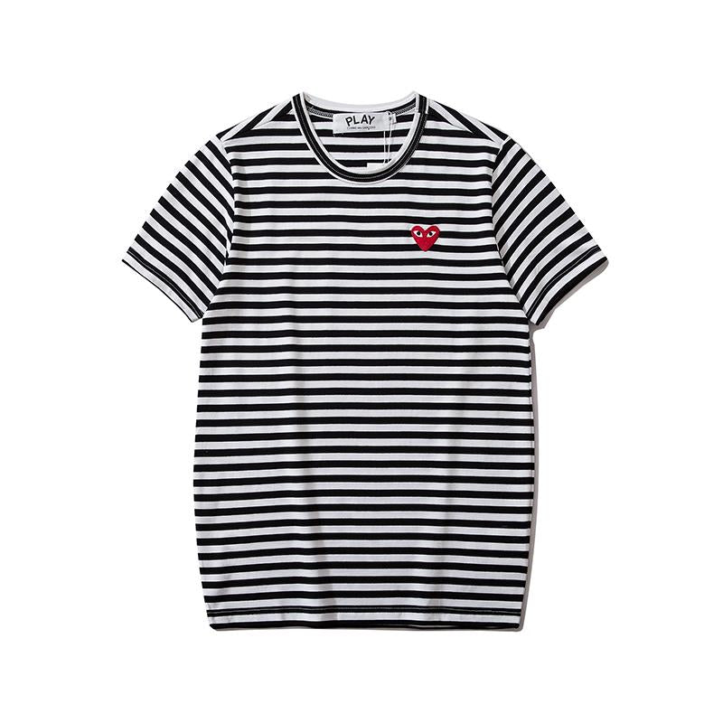 COMME DES GARCONS CDG PLAY Stripe Heart Short Sleeve T Shirts