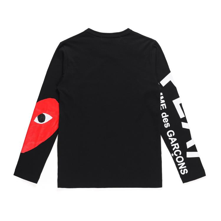 COMME DES GARCONS CDG Play Lone Sleeve T Shirt Black White