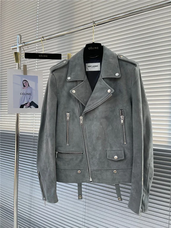 2022fw Sa1nt Lau*nt Real Leather Jacket