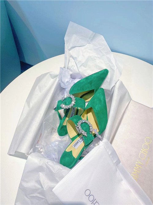 J1m*y Ch00 green heels sandals