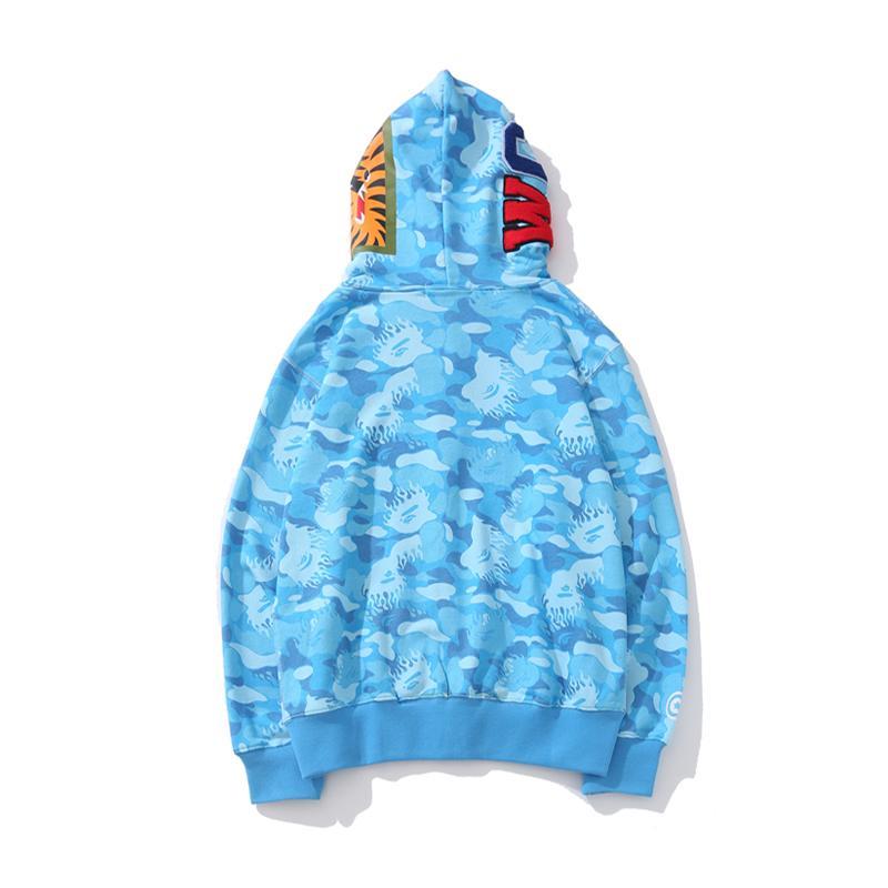 Bape Shark Full Zip Hoodie Camo Flame Blue Pink