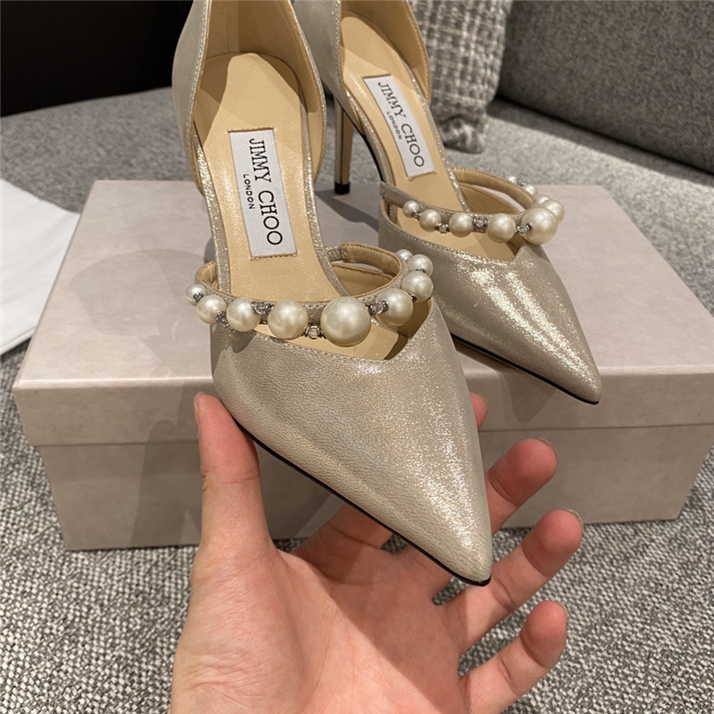 J1m*y Ch00 high heel pearl sandals