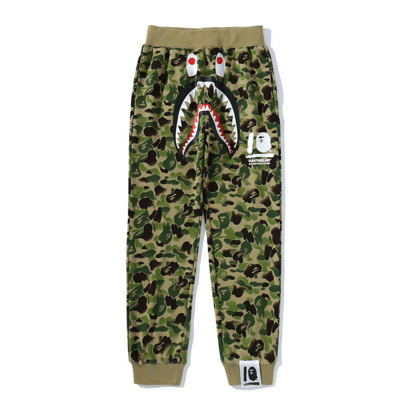 BAPE Camo Shark Track Pants Sweatpants Green Black HDCP8791