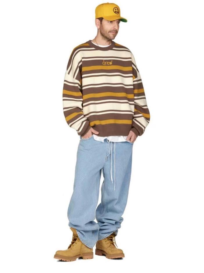 Drew embroidered striped knitted crewneck sweatshirt