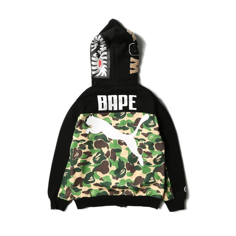 Bape Shark Full Zip Hoodie Camo Green Pink