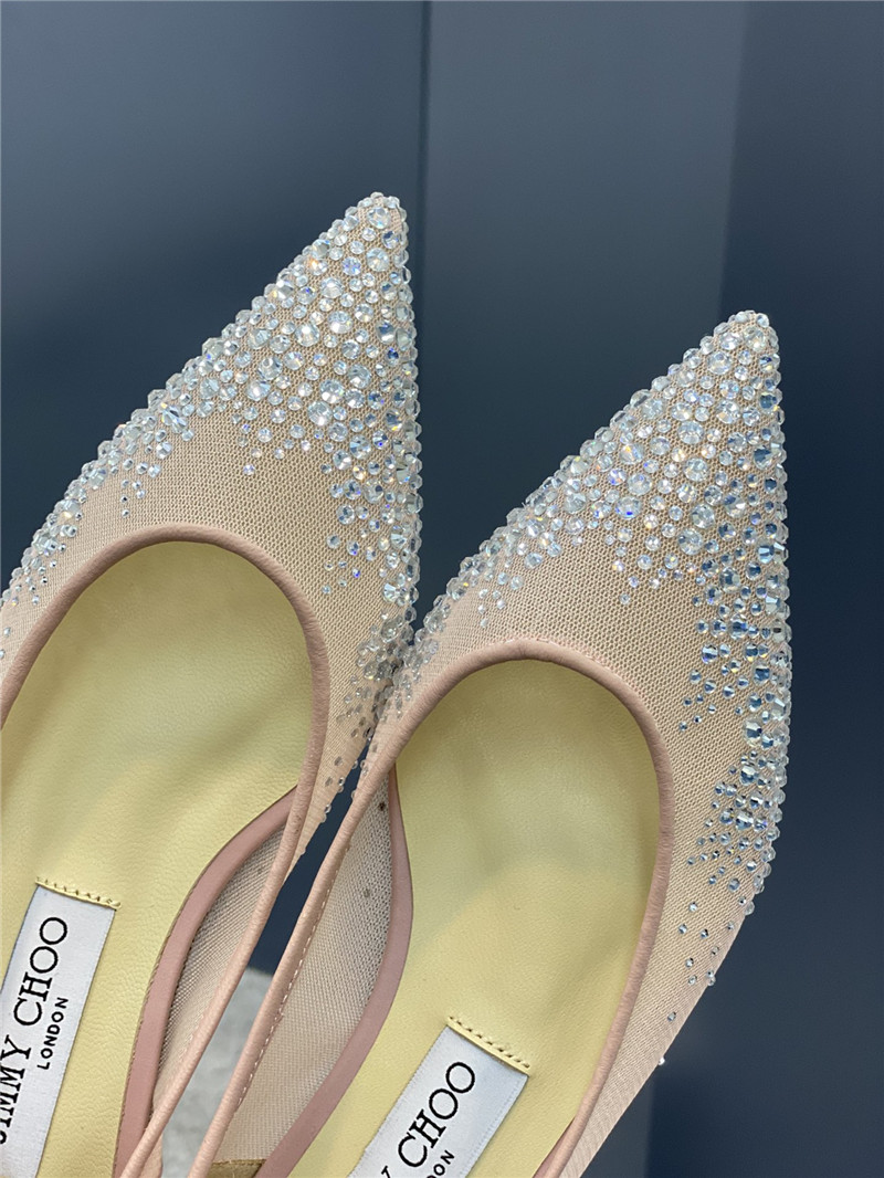 J1m*y Ch00 jc mesh hot D1am0nd high-heeled shoes