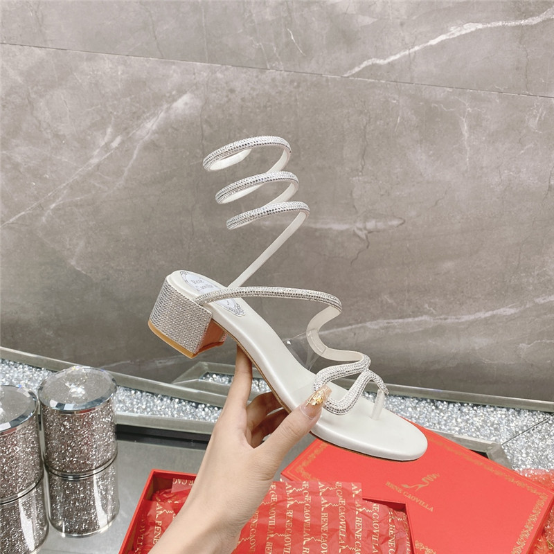 Rene Caovilla Heels Dupe snake crystal chunky heel sandals