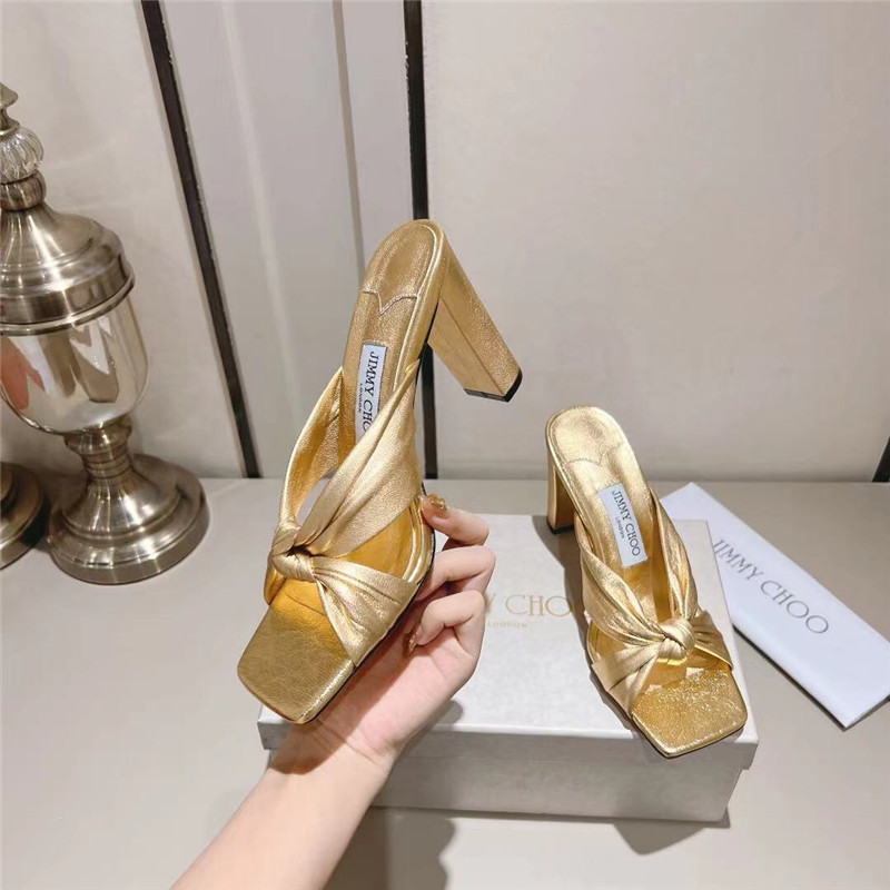 J1m*y Ch00 Block Heel Square Toe Pumps