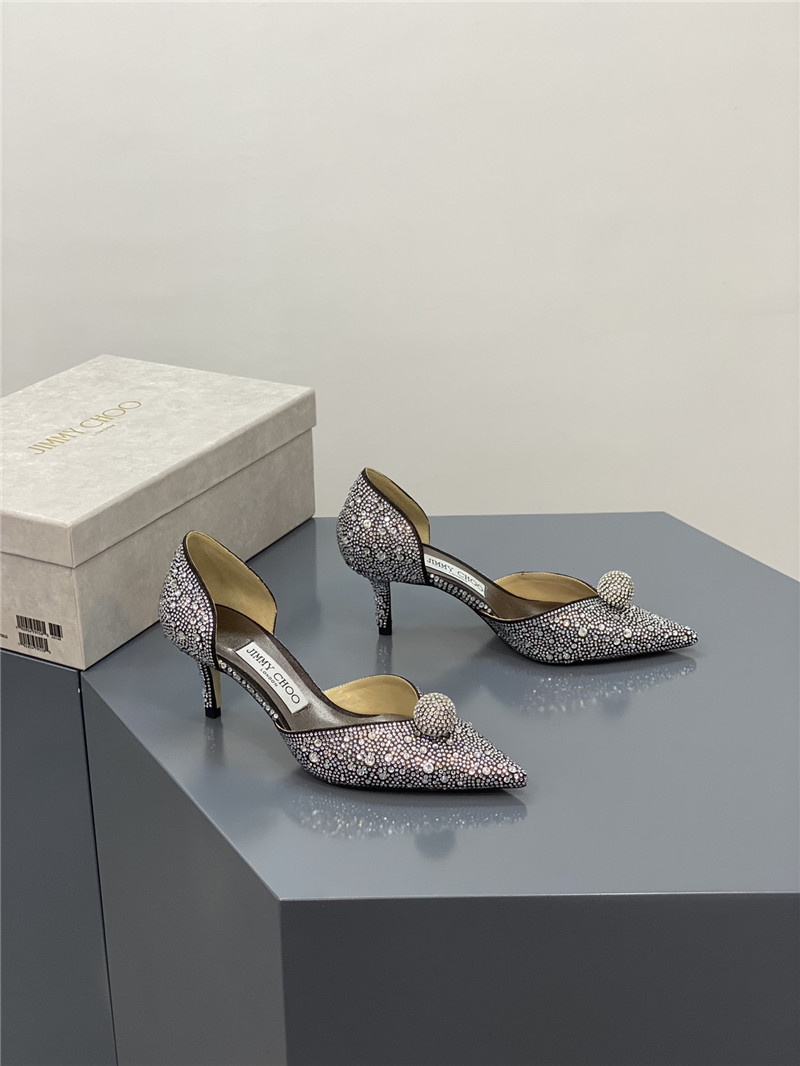 J1m*y Ch00 jc high-heeled crystal slipper shoes