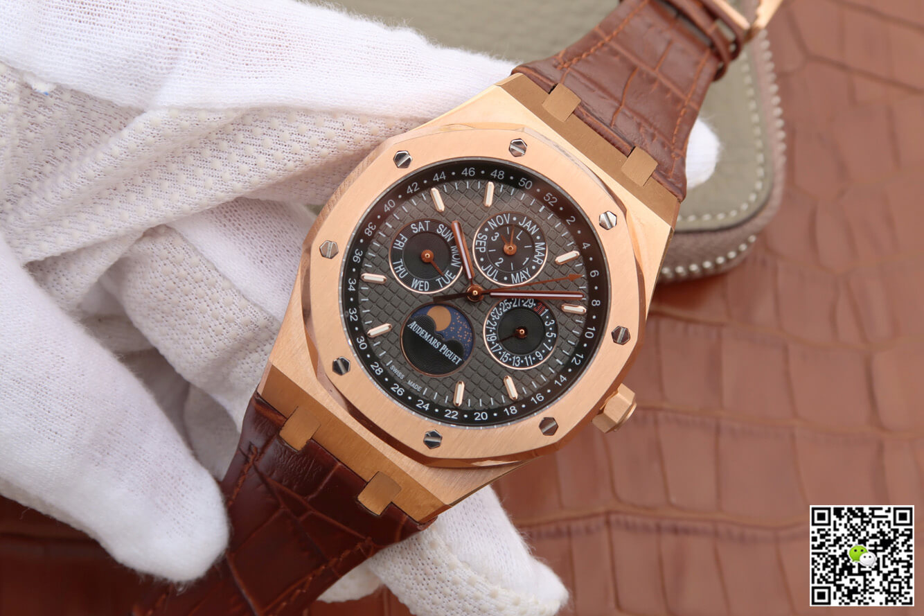 Replica Audemars P1g*et Royal Oak Perpetual Calendar 26574 1:1 Best Edition JF Factory Rose Gold
