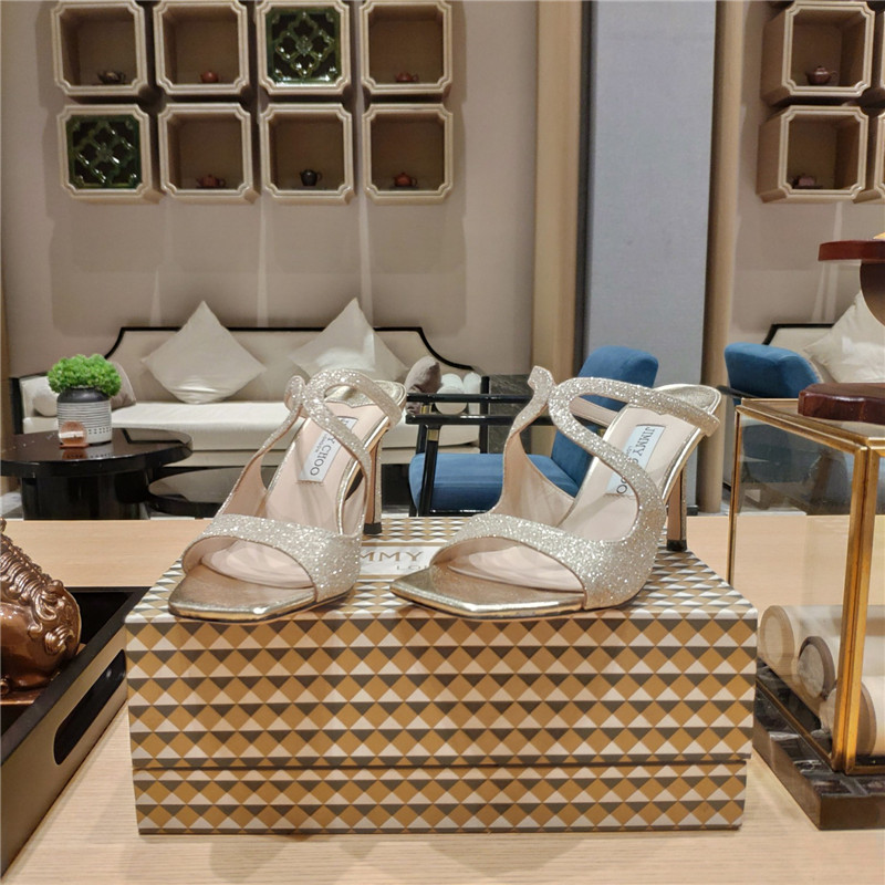 J1m*y Ch00 heeled satin sandals