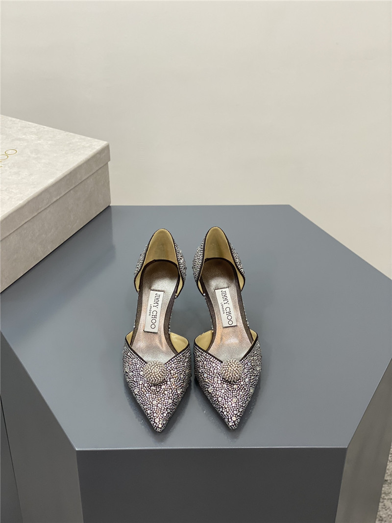 J1m*y Ch00 jc high-heeled crystal slipper shoes