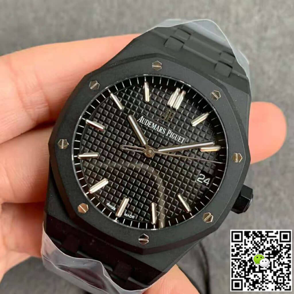 Replica Audemars P1g*et Royal Oak 15500 DLC Version 1:1 Best Edition ZF Factory Black Dial