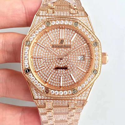Replica Audemars P1g*et Royal Oak 1:1 Best Edition Swiss ETA3120 Full D1am0nd Stainless Steel Bracelet