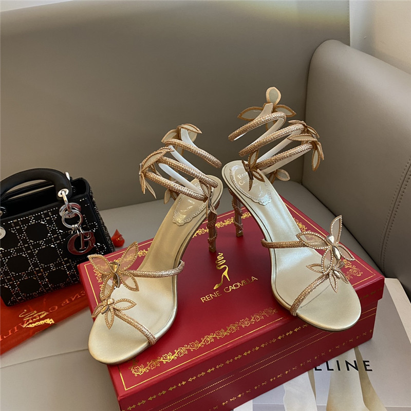 Rene Caovilla Heels Dupe latest butterfly strap high-heeled sandals