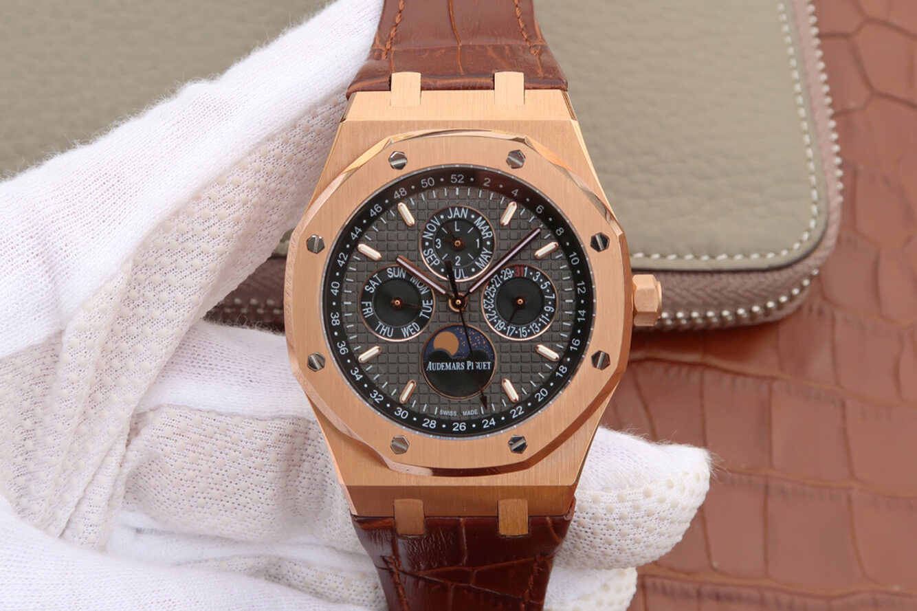 Replica Audemars P1g*et Royal Oak Perpetual Calendar 26574 1:1 Best Edition JF Factory Rose Gold