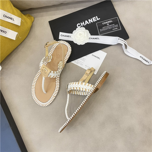 Ch**el Flat Dupes woven thong sandals