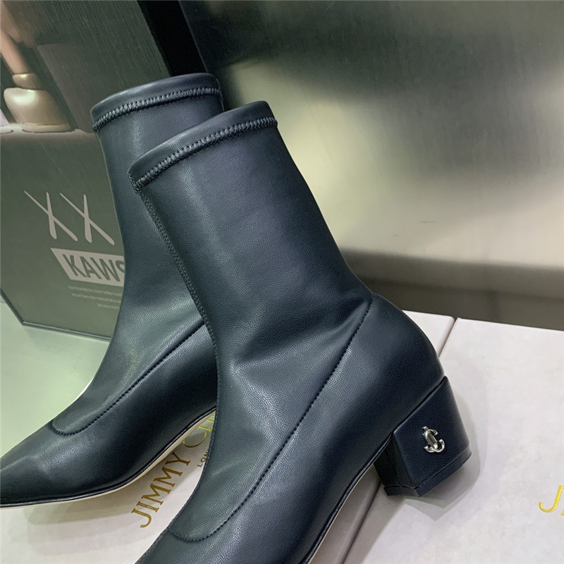 J1m*y Ch00 logo block heel square toe ankle boots