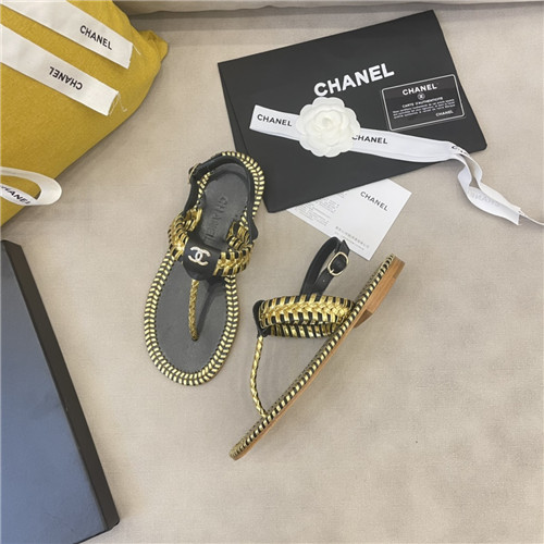 Ch**el Flat Dupes woven thong sandals